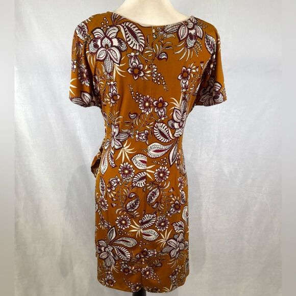 Signature by Robbie Bee burnt orange and burgundy faux wrap dress size PM - Picture 5 of 10